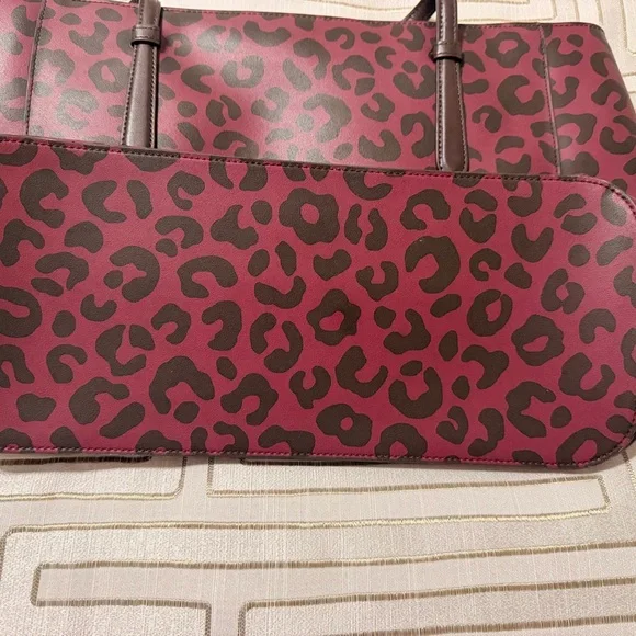 Kate Spade Burgundy  Leopard Tote Purse - Picture 3 of 4